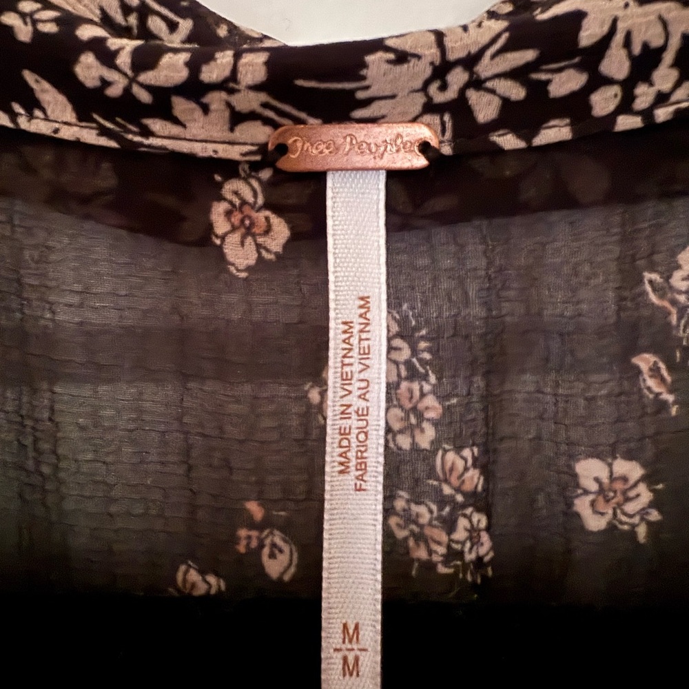 Free People Sheer Floral Black Blouse - Picture 4 of 5